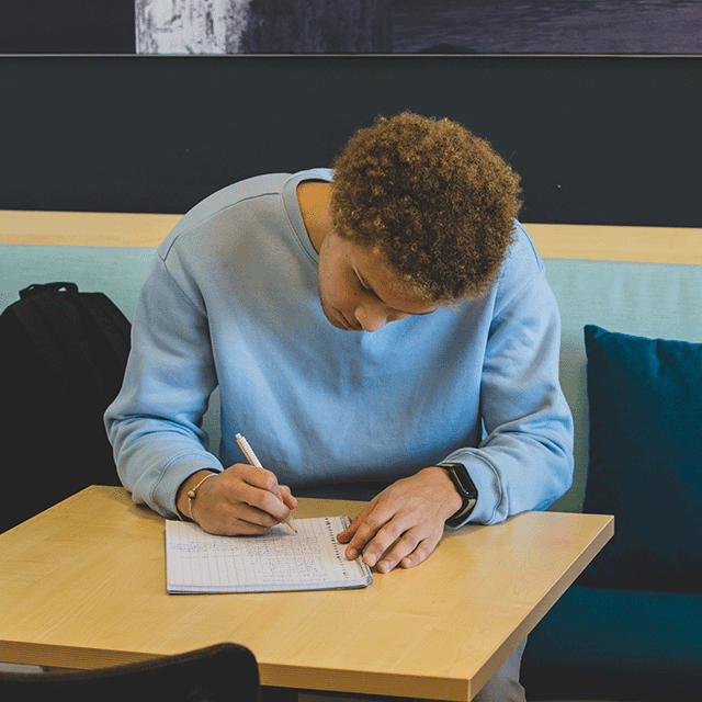 pabo student maakt toets